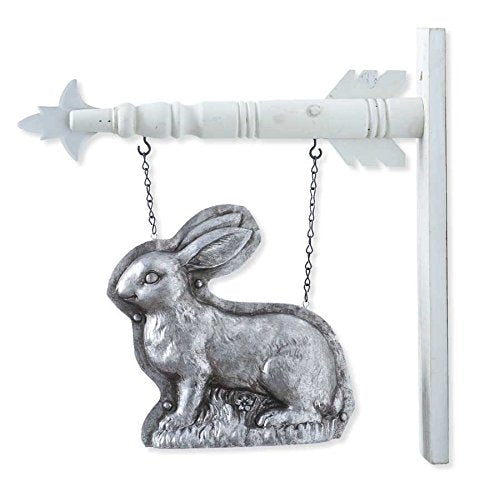 K&K Interiors 20295A 10 Inch Silver Resin Embossed Bunny Arrow Replacement, 4" x 9.5" x 10", Metal