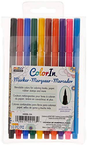 Uchida 10 Piece Colorin Brush Tip Marker Set, Primary