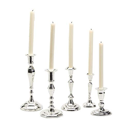 The Storage Store Two's Company Silver Soiree Candlestick Holders, Set of 5