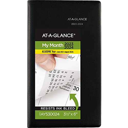 ACCO (School) AT-A-GLANCE 2023-2024 Calendar, Monthly Academic Pocket Planner, 3-1/2" x 6", DayMinder, Black (AY5300)