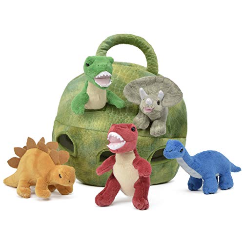 Unipak Plush Dinosaur House with Dinosaurs - Five (5) Stuffed Animal Dinosaur in Play Dinosaur Carrying Case