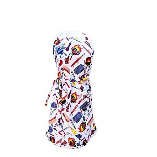 Two Lumps of Sugar APR0101-4655 Grill Boss Ruffle Apron, 30-inch Length, Cotton