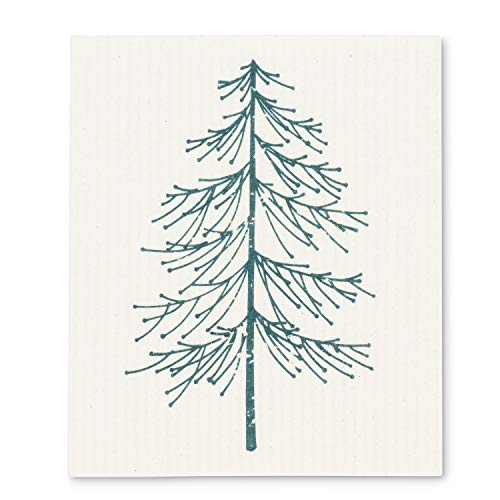 Abbott Collection  84-ASD-ABX-22 Trees Dish Cloths-Set of 2, 6.5x8 inches L, Ivory and Green