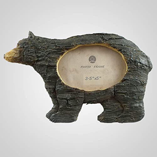 Lipco Polyresin Bark-Look Bear Photo Frame, 10-inch Length, Wall and Tabletop Decoration