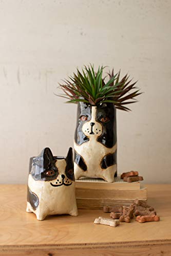 KALALOU CDV2031 Set of Two Ceramic Dog PLANTERS