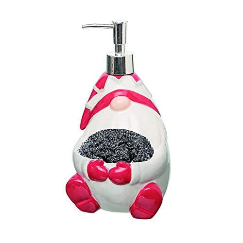 Valyria LLC Transpac Y8996 Gnome Soap Dispenser and Sponge Holder, 6-inch Height, Dolomite