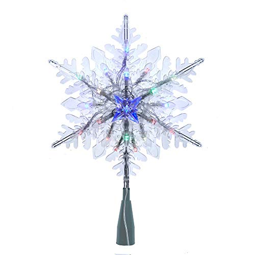 Kurt S. Adler Kurt Adler 20-Light 10-Inch Clear Snowflake Treetop with Color-Changing RGB LED Bulbs Tree Topper, Multi