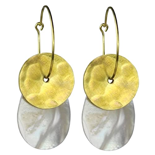 HomArt AREOhome Beldi Earring, Oval MOP and Round Brass