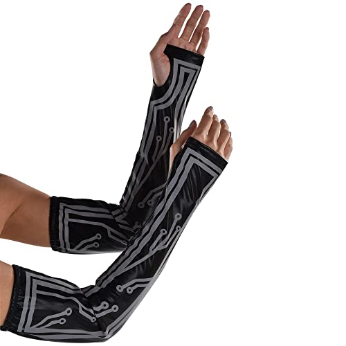 Amscan Cyberpunk Gloves | Black/Gray | 2 Pcs.