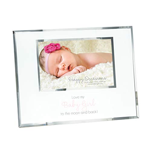 Pavilion Gift Company Love Girl to The Moon and Back-4x6 Newborn Baby Picture Frame, Pink