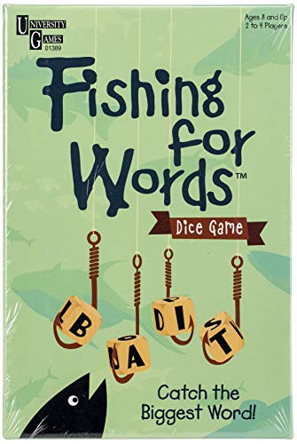 University Games Fishing for Words, Dice Game, Word Game, Travel Game, Family Game, Bar Game, 2 to 4 players, ages 8 and up