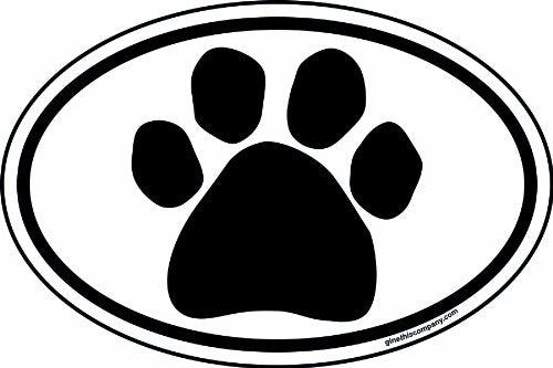 Imagine This Company 6-Inch by 4-Inch Oval Paw Car Magnet, White and Black (O0241)