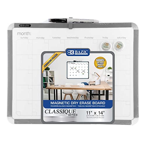 BAZIC Magnetic Dry Erase Board 11"x14" Whiteboard, Dry Erase Marker and Magnet, for Teacher Office School, 1-Pack