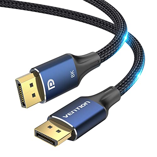 8K DisplayPort Cable 1.4 6.6FT - VENTION Display Port Cable 144z Ultra High Speed 32.4Gbps Gold-Plated Braided DP Cable - 8K@60Hz 4K@144Hz 2K@165Hz HDR Monitor Cable for Laptop PC TV Gaming Monitor