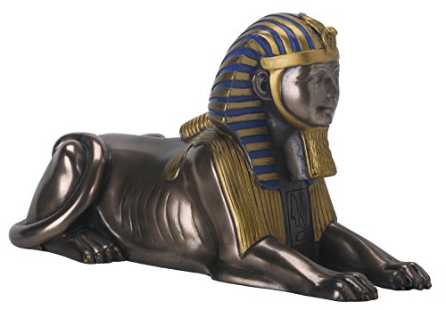 Pacific Trading YTC 7 Inch Egyptian Sphinx Statue Figurine, Cold Cast Bronze Colored