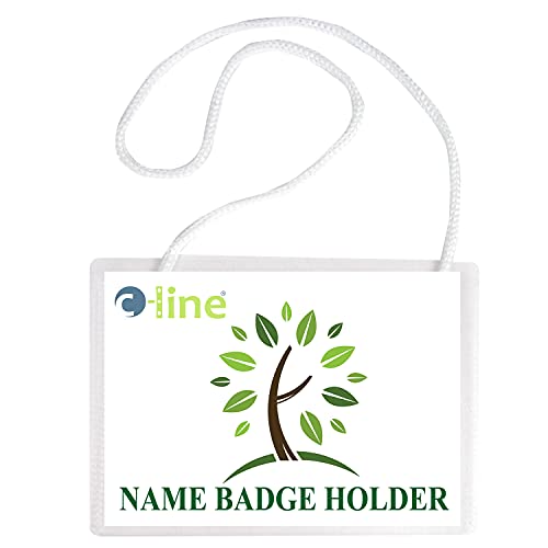 C-Line Biodegradable Name Badge Holder Kit, 4 x 3 Inches, 50 Badges (97043) - Use as Vaccine Card Protector for COVID-19