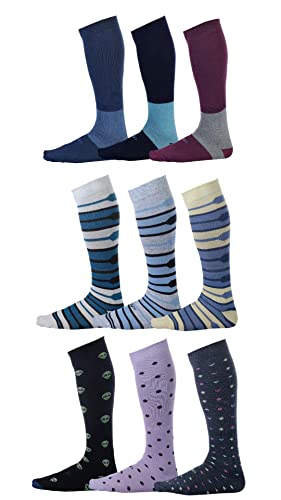 Pierre Henry Socks Over the Calf Socks for Men | Big & Tall Cotton Made Over the Calf Dress Socks - Business Class (Size 12-16) (9-pairs)‚Ä¶