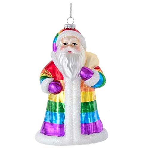 Kurt Adler T2751 Rainbow Santa Hanging Ornament, 5-inch High, Glass