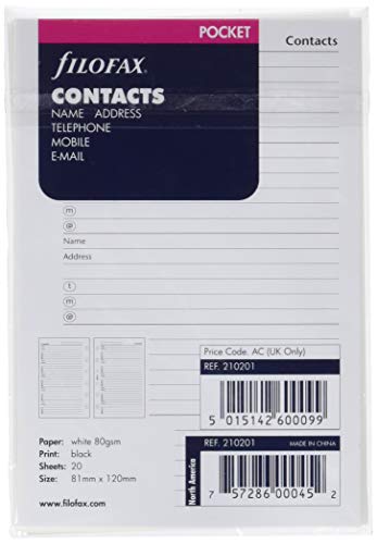 Rediform Filofax Pocket Name/Address/Phone (B210201)