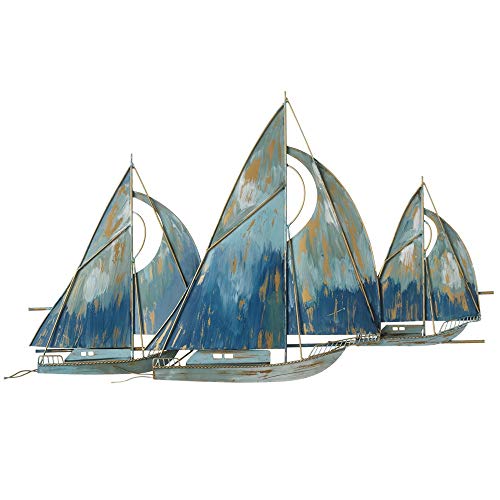 Ganz Diva At Home 31" Blue and Brown Nautical Themed Sail Boat Wall Decor Accents