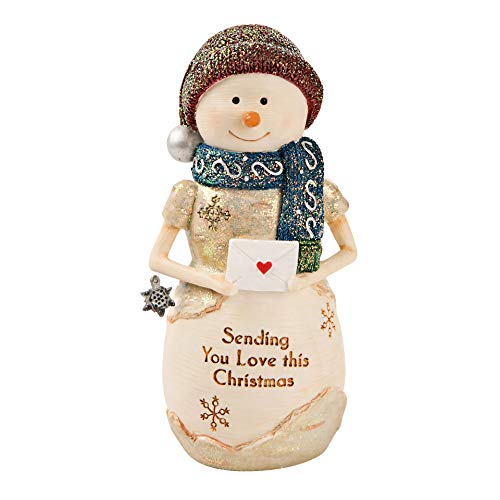 Pavilion Gift Company Sending You Love This Christmas - 4.5 Inch Collectible Snowman Figurine, White