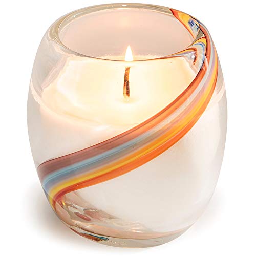 Dynasty Gallery 28209RB-CL Glisten + Glass Candle Rainbow Stripe, 4-inch Height