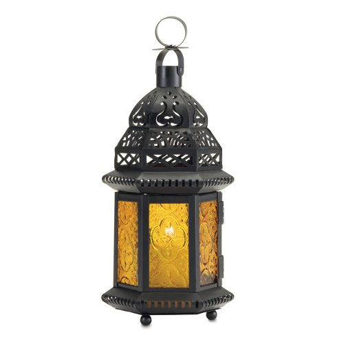 Sigma SLC Accent Plus 37437 Yellow Glass Moroccan Lantern, Multicolor