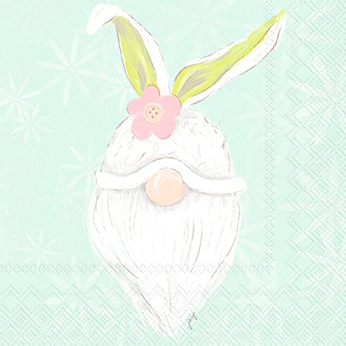 Boston International IHR 3-Ply Paper Napkins, 20-Count Cocktail Size, Bunny Gnome