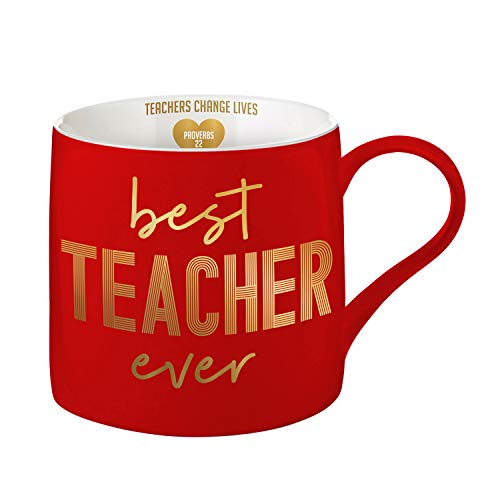 Creative Brands Faithworks-Slant Ceramic Coffee Mug/Cup, 20-Ounce, Best Teacher Ever