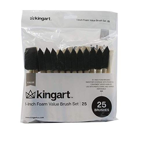 KINGART Foam Value Pack, Size 1‚Äù, 25 Brushes, Set of 25, Black 20 Count