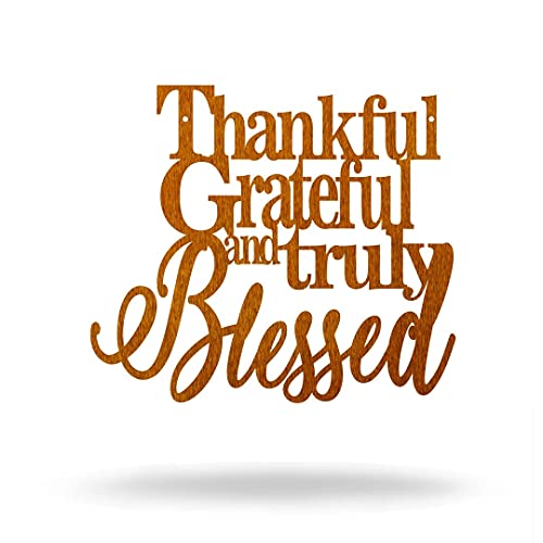 Steel Roots Decor STOCK-SR-TGTB-12-COP Thankful Grateful and Truly Blessed Wall Decor, 12-inch Length, Copper