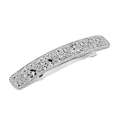 1928 Jewelry Silver-Tone Slim Flower Barrette