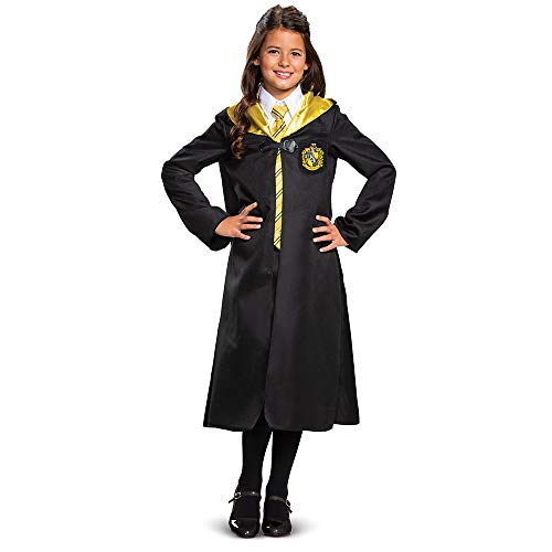 Disguise Harry Potter Hufflepuff Robe Classic Childrens Costume Accessory, Black & Yellow, Large (10-12)