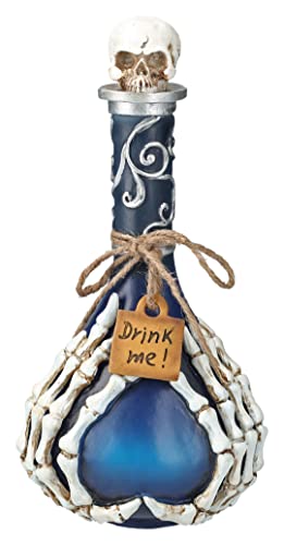 Pacific Trading Giftware Blue Silver Drink Me Potion Skeleton Hand Bottle Gothic Decor Figurine 12.40‚Äö√Ñ√π Tall