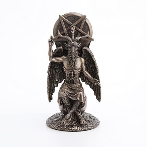Unicorn Studio Veronese Design 8 1/2 Inch Baphomet Sitting on The Globe Fallen Wiccan Resin Statue Bronze Finish