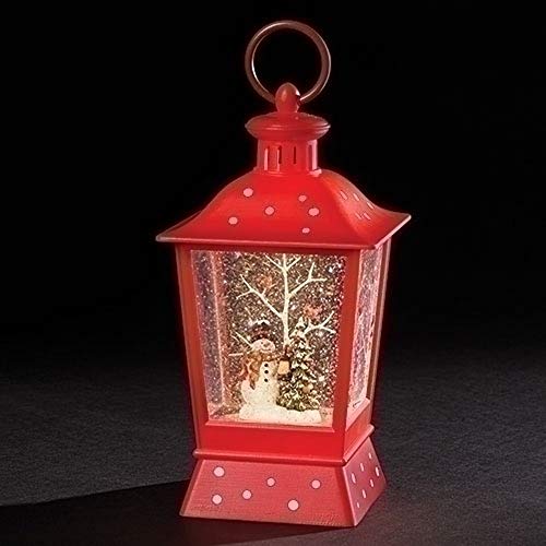 Roman 9 Inches Swirl Lantern with Snowman Cardinal Tree