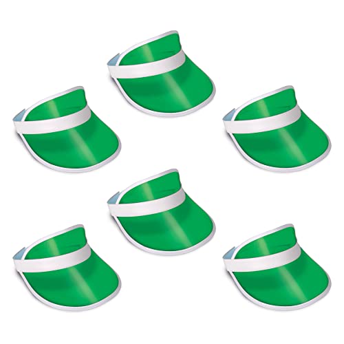 Beistle Clear Green Plastic Dealer's Visors (6 Piece), White/Green