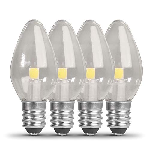 Feit Electric BP7C7/827/LED/4 0.6W 7W Equivalent 30 Lumen Candelabra Base Four LED C7 Night Light Bulb, 2.1"H x 0.9"D, 2700K (Soft White), 4 Piece
