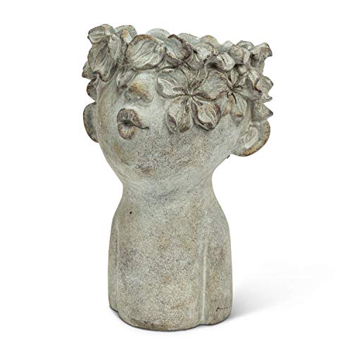 Abbott Collection  27-BACI-188-LG Lg Kissing Face Planter-10 H, Grey
