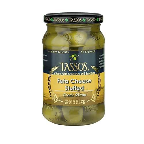 Tassos Stuffed Green Olives, Feta Cheese, 12 Ounce