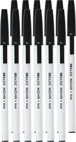 BAZIC Nova Black Color Stick Pen (12/Pack)