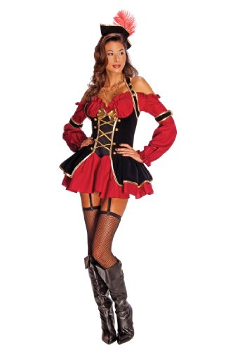 Rubie's Secret Wishes Womens Pirate Booty Costume, Red/Black, Small