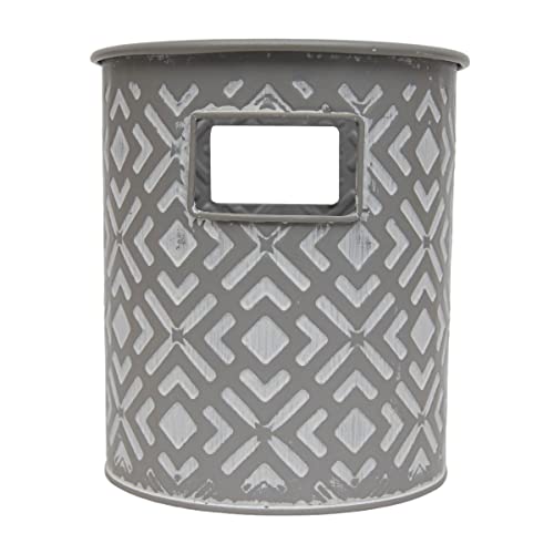 Foreside Home & Garden Flower Tin Gray Metal Planter