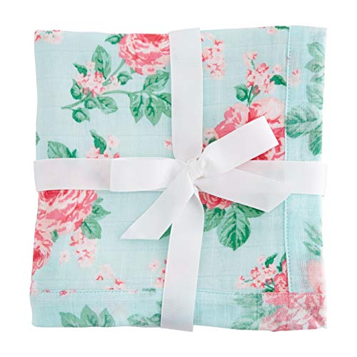 Mud Pie Floral Receiving Blanket,36",Blue