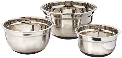 Frieling K√ºchenprofi Stainless Steel Non-Slip Mixing Bowls with Silicone Bottom, 3 Piece Set, 3 Pc
