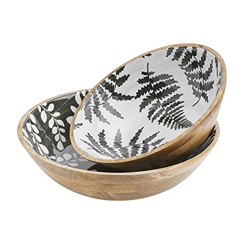Mud Pie Leaf Serving Bowl Set, small 4" x 12" dia, large 4" x 14" dia, Green