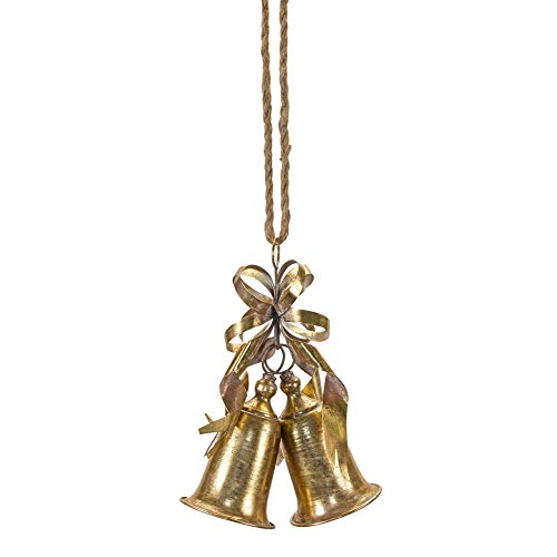 Melrose 80826 Bells Metal and Jute Hanging Decor, 24-inch Height, Gold