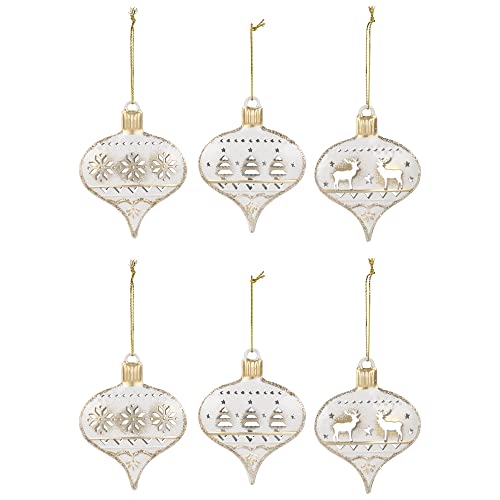 Ganz MX184692 Holiday Drop Boxed Ornaments, 3-inch Height, Metal and Plywood, Set of 6