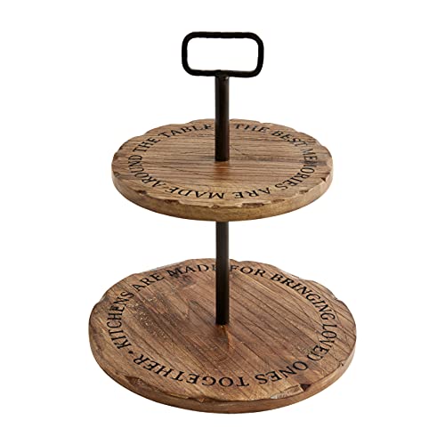 Mud Pie Wooden Sentiment Tiered Server, 23" x 13" Diameter, Brown, Mango Wood