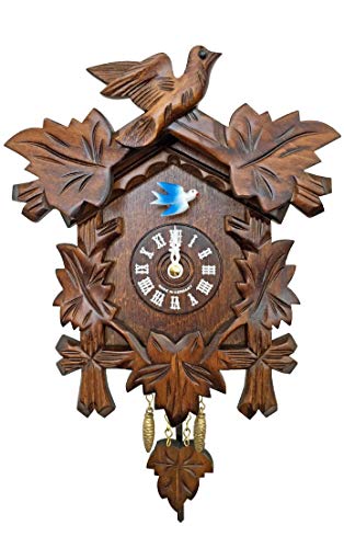 Alexander Taron Importer 0825QP Engstler Battery-Operated Clock - Mini Size with Music/Chimes - 7.5" H x 6.5" W x 2.75" D, Brown